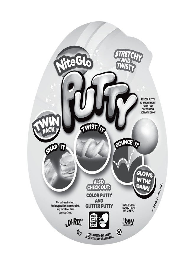 JA-RU Glitter, Neon Colored, & Glow in The Dark Slime Putty Egg (2 Pack, 2 Eggs Each) - Stretchy Sensory Putty for Kids, Stress Relief Toy, Mini Slime Party Favors. 5052-2s - Image 5